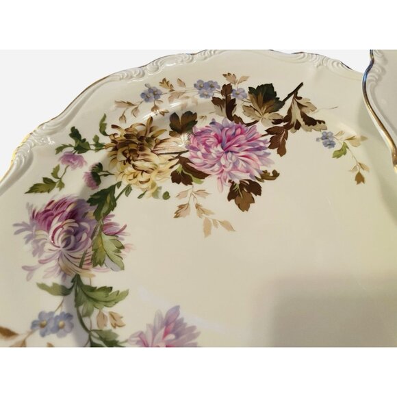Set 4 Vtg 50s Rosenthal Ivory Daphne DINNER Plates Purple Floral Gold Trim China - Picture 5 of 9